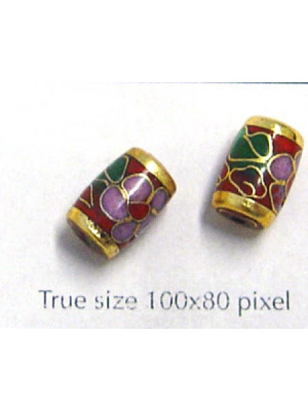 Cloisonne Tube 9x7mm Red