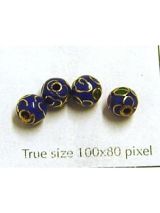 Cloisonne Bead Round 6mm Dark Blue