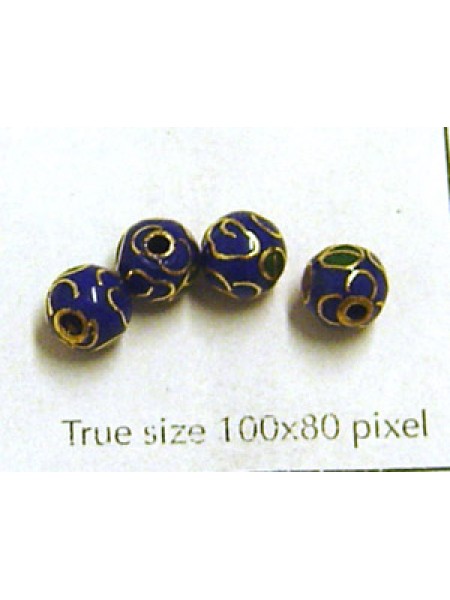 Cloisonne Bead Round 6mm Dark Blue