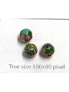 Cloisonne Bead Round 6mm Green