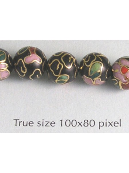 Cloisonne Bead Round 8mm Black