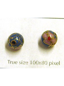 Cloisonne Bead Round 8mm Blue