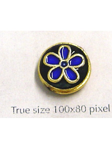 Cloisonne Flower Bead Black