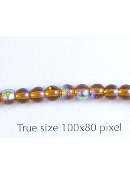 Tiffany Round Bead 4mm Dk Amber AB