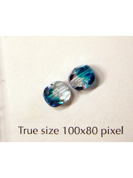 CZ Faceted Round 6mm Clear & Capri 2tone