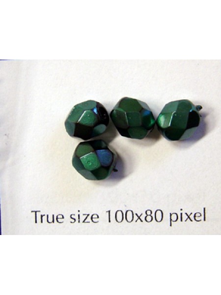 CZ Round Faceted 6mm Dark Green Metalic