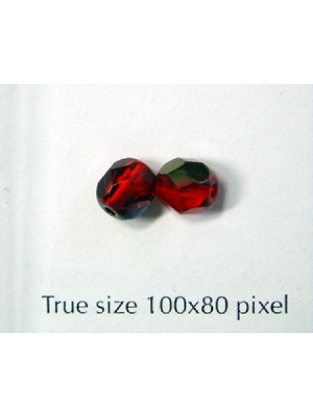 CZ Faceted Round 6mm Ruby Valentinit