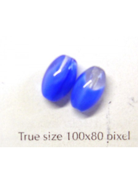 CZ Oval 11x7mm 2 Tone Clr/Med.Blue