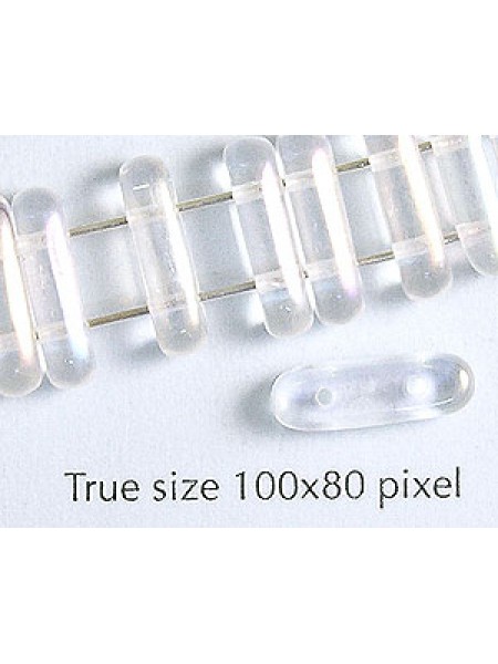 CZ Rectangle 2 holes 13x5mm Clear AB