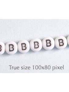 Glass Alphabet Bead Round Disc 6mm - B