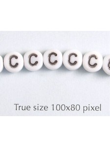 Glass Alphabet Bead Round Disc 6mm - C