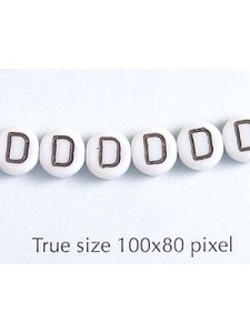 Glass Alphabet Bead Round Disc 6mm - D