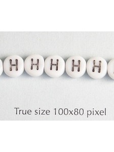 Glass Alphabet Bead Round Disc 6mm - H