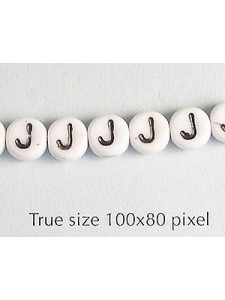 Glass Alphabet Bead Round Disc 6mm - J