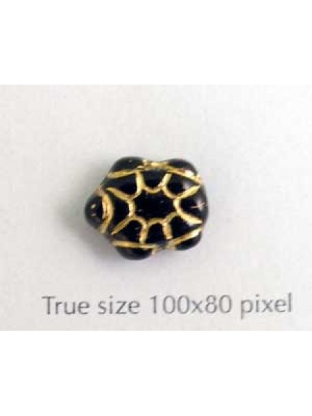 CZ Turtle 9x13mm Black w/Gold inlay