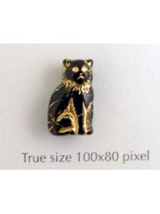 CZ Cat Sitting 15mm Black w/Gold inlay