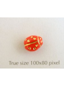 CZ Ladybug 10x7mm Med Red w/Gold Inlay