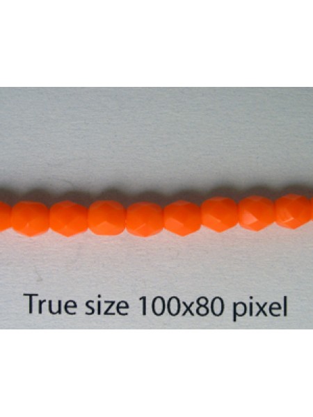 Cz Round Faceted Bead 4mm Opaque Orange