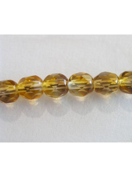 Czech Faceted bead 6mm Clear-topaz 3tone