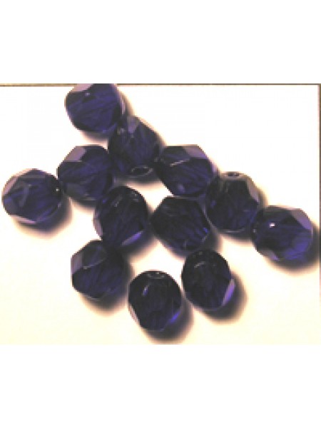 CZ Round Faceted 6mm Dk Sapphire