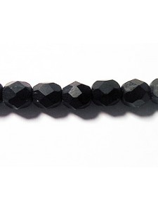 Czech Round Faceted Bead 6mm Black Matt