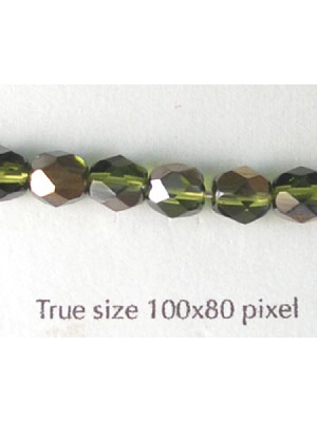 CZ Round Faceted 6mm Olive Valentinit