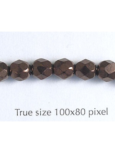 CZ Round Facted 6mm Picasso Dark Brown