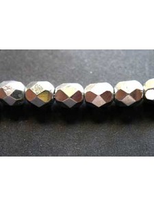 CZ Round Faceted Bead 6mm Silver coated