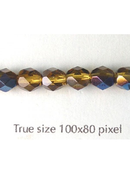 CZ Round Faceted Bead 6mm Topaz Azuro AB
