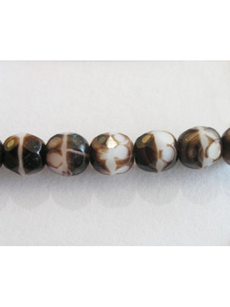 CZ Faceted 6mm White Brown 2 tone