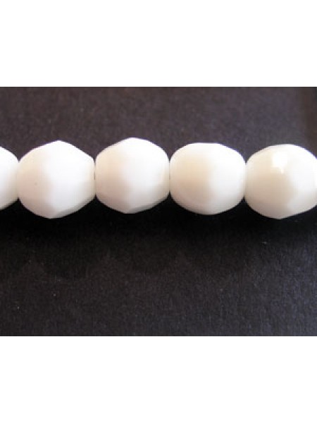 Czech Faceted Bead 7mm White
