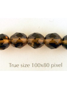 CZ Round Faceted 8mm Dk Smokey Topaz