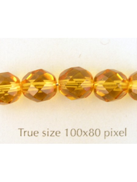 CZ Round Faceted 8mm Med. Amber