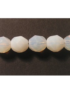 Cz Faceted Round Bead 8mm White Opal