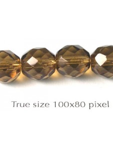 Cz Round Faceted 10mm Med. Smoke Topaz