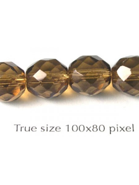 Cz Round Faceted 10mm Med. Smoke Topaz