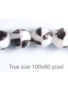 Czech Faceted 10mm  Zebra White/black