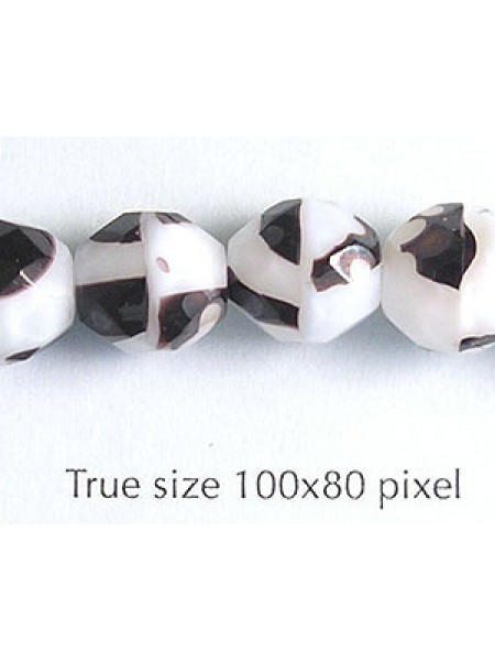 Czech Faceted 10mm Zebra White/black