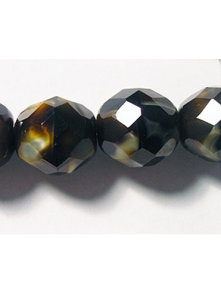 Czech Faceted Bead 12mm Brown/Black