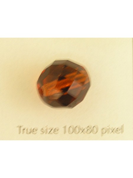 CZ Round Faceted Bead Dark Topaz