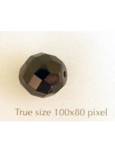 CZ Round Faceted Bead 12mm Jet