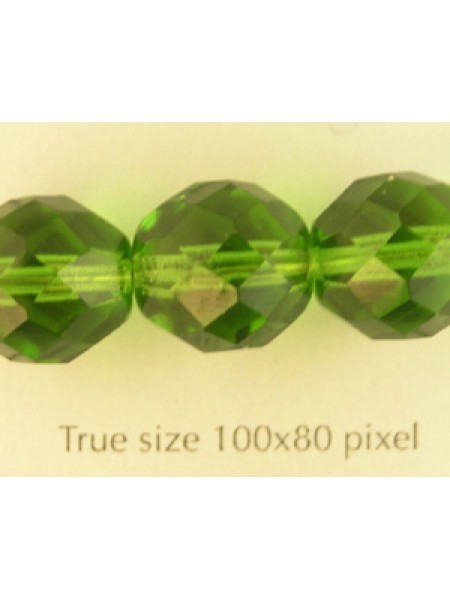 CZ Round Faceted 12mm Bead Light Green