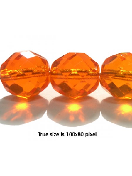 CZ Round Faceted 12mm Trans med Orange