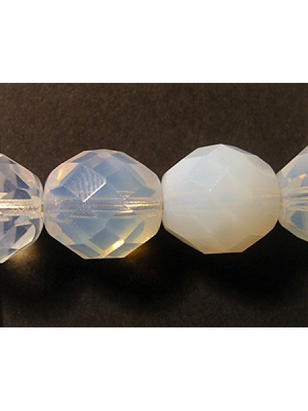 Czech Bead Round 12mm White Opal