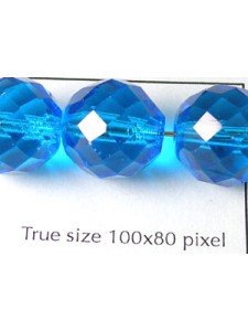 CZ Round Faceted bead 14mm Capri Blue