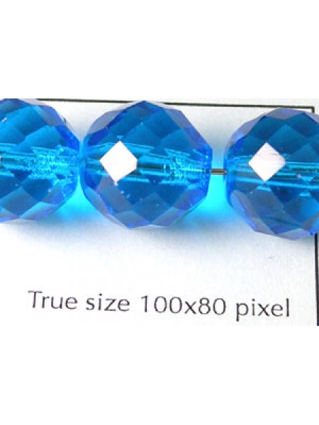 CZ Round Faceted bead 14mm Capri Blue