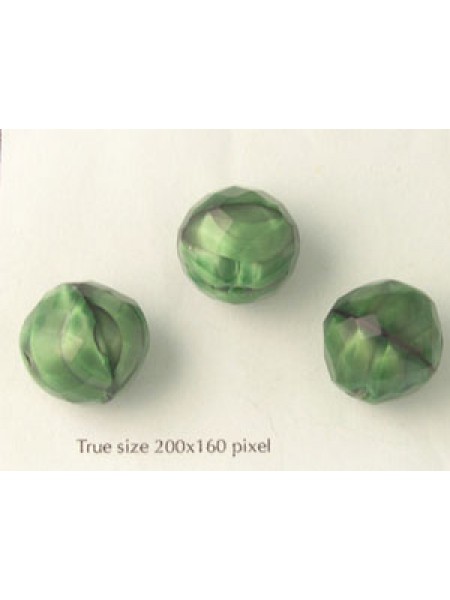 Czech Faceted Bead 18mm Green with black