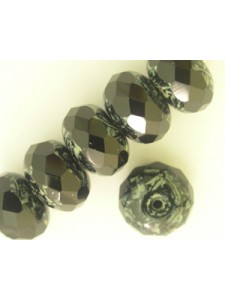 Czech Faceted Rondel 14mm 2-tone Black