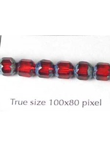 CZ Tube 6mm Ruby with Stone effect