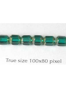CZ Tube 6mm Green with Stone effect